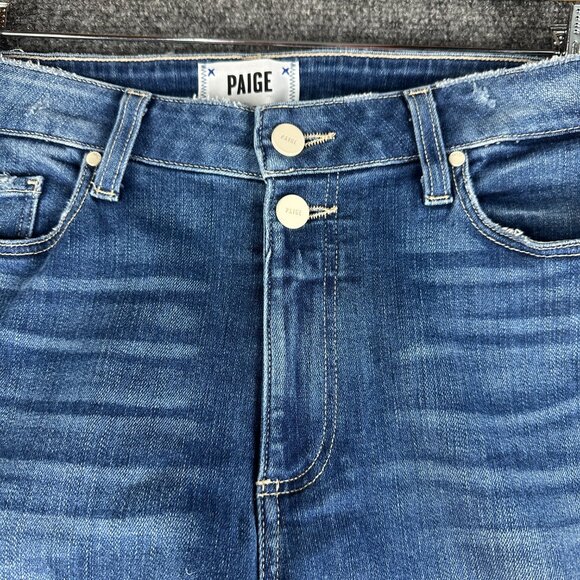 PAIGE Jeans Womens 31 Hoxton Ankle Cotton Stretch Medium Wash Raw Hems Pockets - Picture 5 of 11